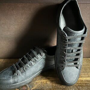 Gucci Mens Size 10 325370 Black / Grey Coated Canvas GG Low Top Sneaker Shoes